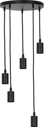 DMQ Light & Living Brandon Pendel Hanglamp - Mat Zwart - 5L - Ø35 x 117,5cm