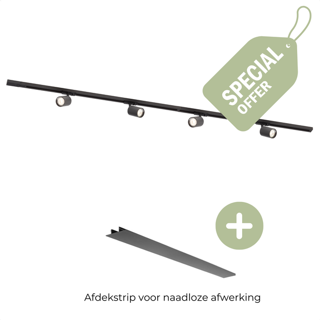 DMQ Complete set Rail - 2 meter - 4x Swift GU10 Railspot - Zwart
