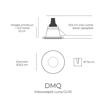 DMQ Inbouwspot GU10 Luna Rond Mat brons  - Extra kleine rand