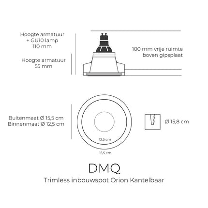 DMQ Inbouwspot Orion Gips Rond Kantelbaar