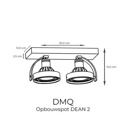 DMQ Opbouwspot Dean 2 Zwart