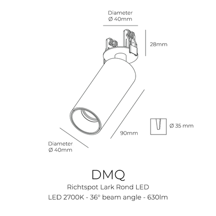 DMQ Richtspot Lark Rond LED - Geborsteld Gunmetal