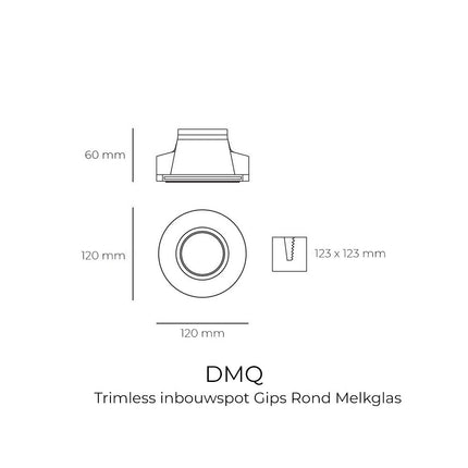DMQ Trimless Inbouwspot Gips Rond Melkglas - GU10