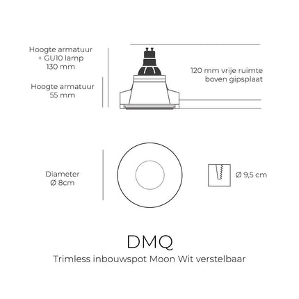 DMQ Trimless inbouwspot GU10 Moon 1 Rond Mat Brons - Verstelbaar