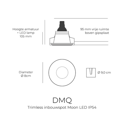 DMQ Trimless inbouwspot Moon 1 Rond Wit - LED IP54