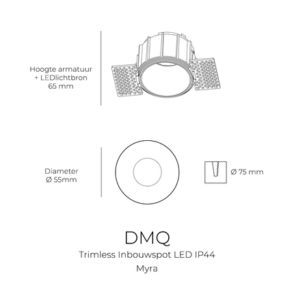 DMQ Trimless inbouwspot Myra Rond Matbrons - LED IP44 - Lage inbouwdiepte