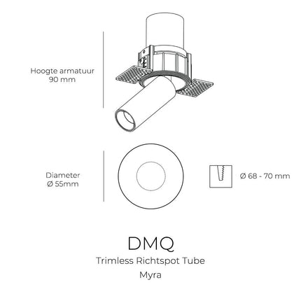 DMQ Trimless Richtspot Tube Myra – LED – Zwart